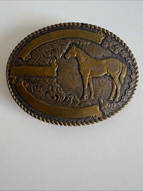 Vintage Crumrine Mfg. Made in U.S.A. Western Horse Belt Buckle
